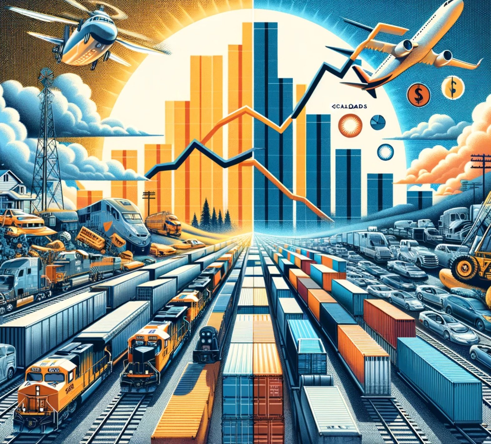 Illustrative depiction of AAR Reports Mixed February Performance for U.S. Railroads: Carload Declines and Intermodal Gains, inspired by current events and research.